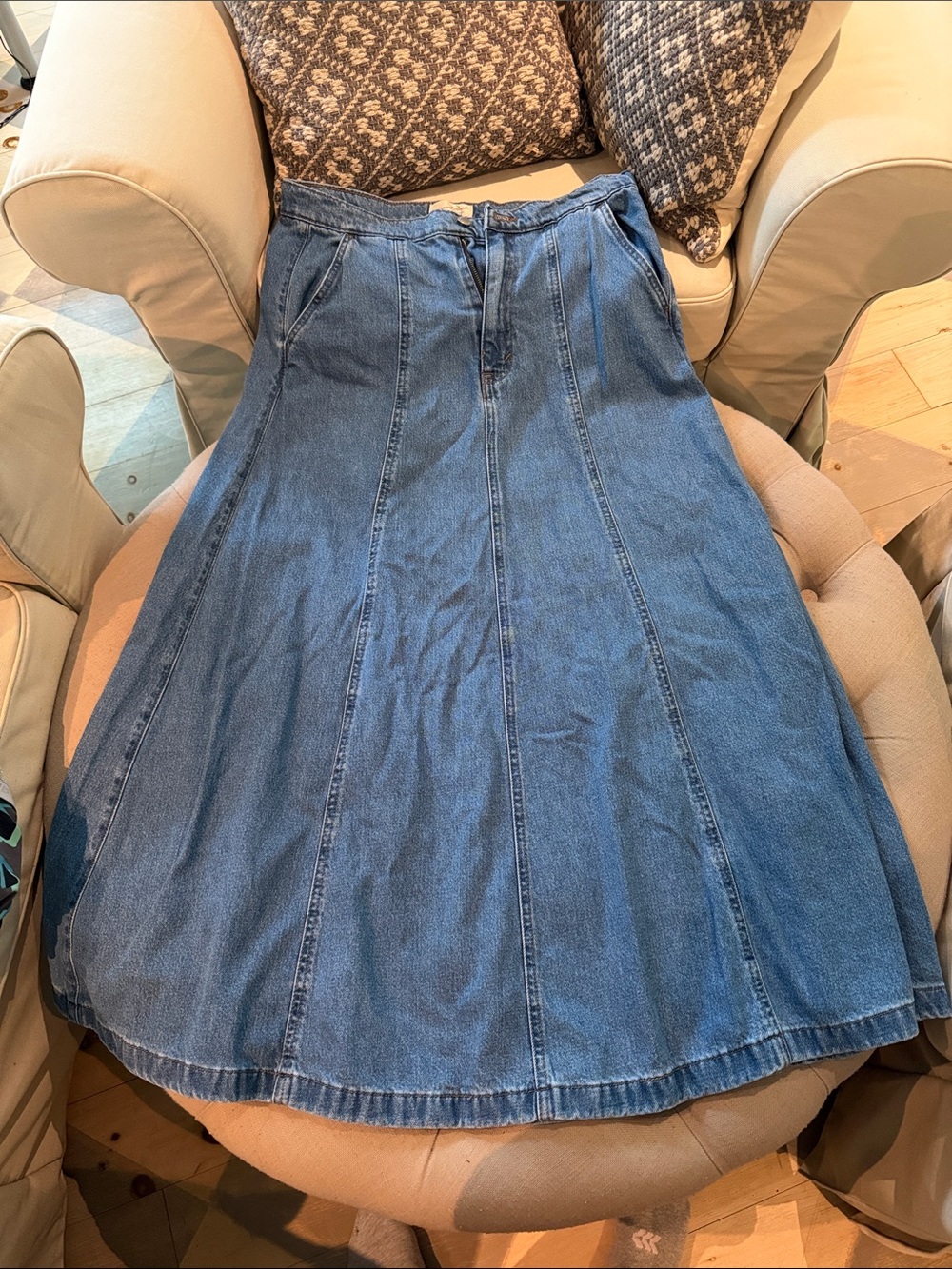 Universal Thread Denim A-Line Maxi Skirt - Medium Blue